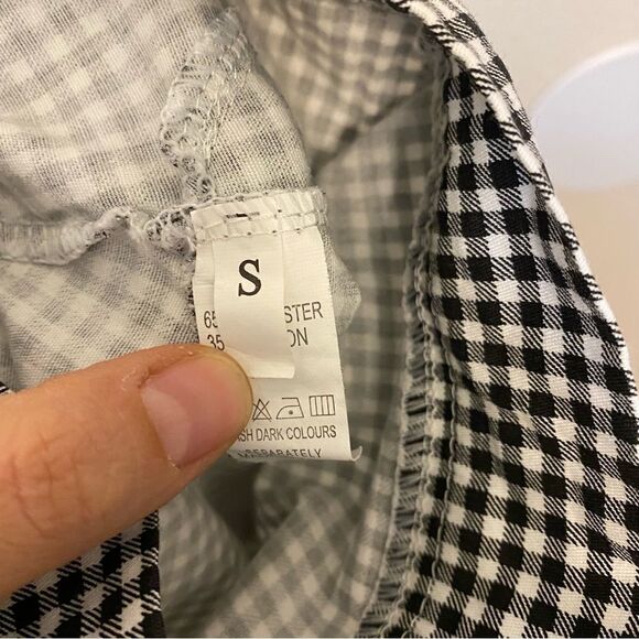 Ruffle Hem fitted Gingham black and white checkered mini Skirt S/XS - Picture 8 of 9